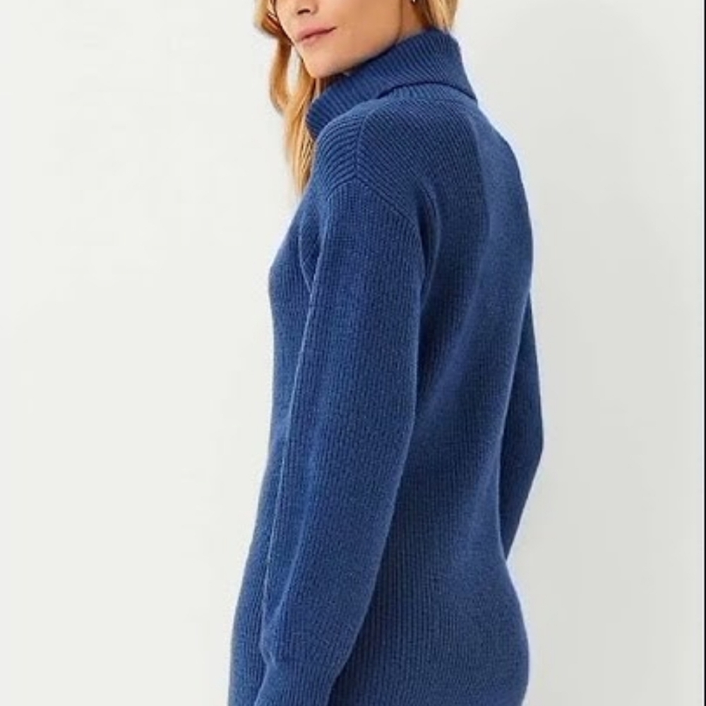 Ann Taylor Blue Turtleneck Sweater Dress